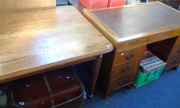 A GEORGE III STYLE MAHOGANY PEDESTAL DESK