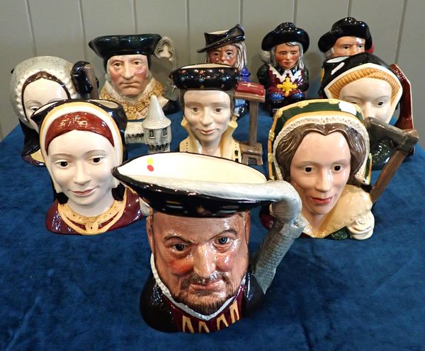 A ROYAL DOULTON HENRY VIII CHARACTER JUG, FIVE OF HIS WIVES