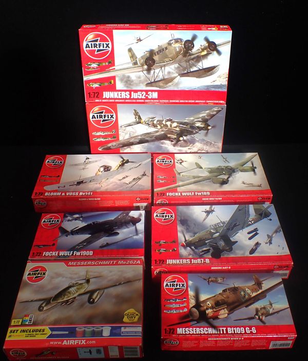 EIGHT UNBUILT AIRFIX MODELS OF GERMAN WWII AND LATER AIRCRAFT