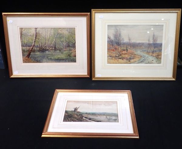 THREE WATERCOLOURS: F.C. DIXEY (Exh. 1881) 'ON WIMBLEDON COMMON, APRIL '93'