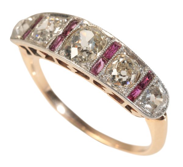 A DIAMOND AND RUBY RING