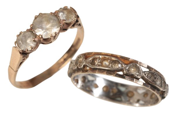 A WHITE TOPAZ TRILOGY RING