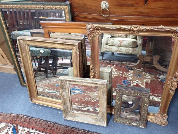 SIX WALL MIRRORS, SOME WITH GILT FRAMES