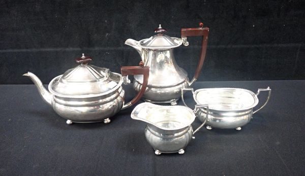 A SILVER PLATED FOUR PIECE TEA SERVICE