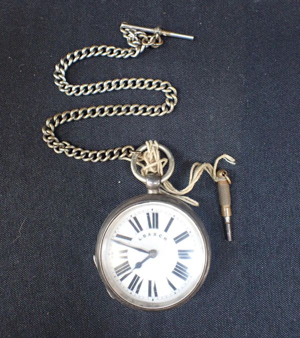 A SILVER-CASED RAILWAY WATCH: LONDON, BRIGHTON & SOUTH COAST RAILWAY