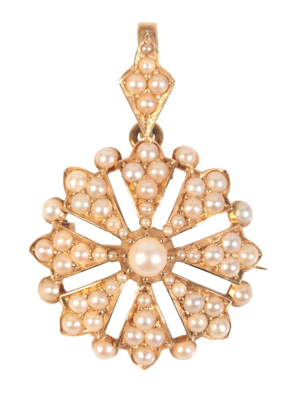 AN ANTIQUE SEED PEARL PENDANT