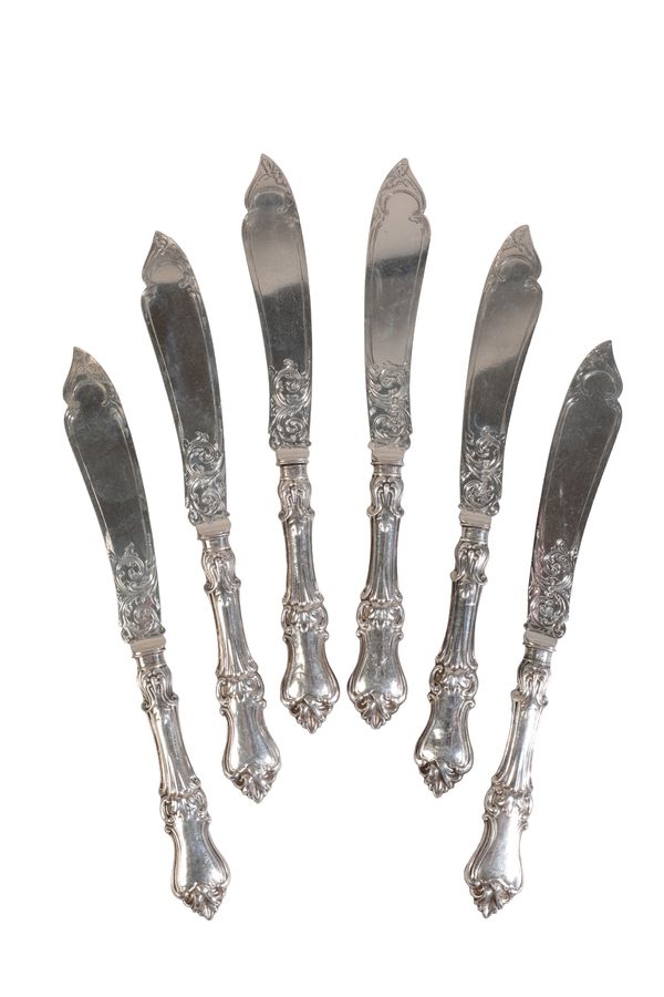 A SET OF SIX VICTORIAN SILVER ALBERT PATTERN FISH KNIVES