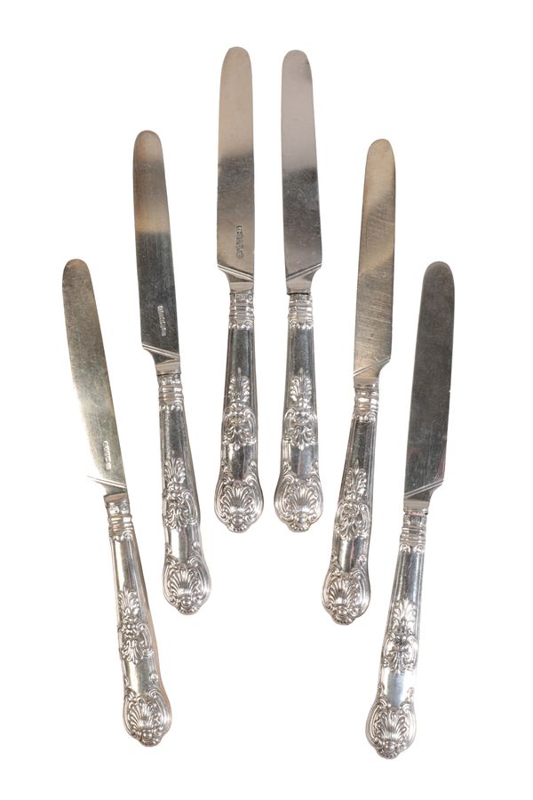 SIX GEORGE IV SILVER KINGS PATTERN KNIVES