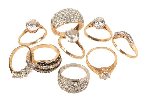 A COLLECTION OF CUBIC ZIRCONIA RINGS