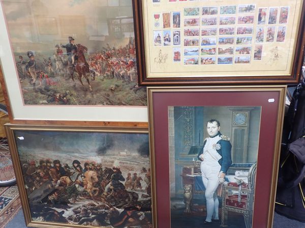 TWO COLOUR PRINTS OF THE BATTLE OF WATERLOO