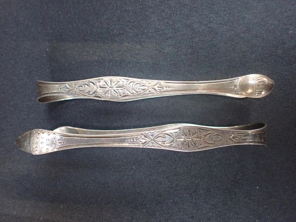 PETER AND ANN BATEMAN: BRIGHT CUT SILVER SUGAR TONGS