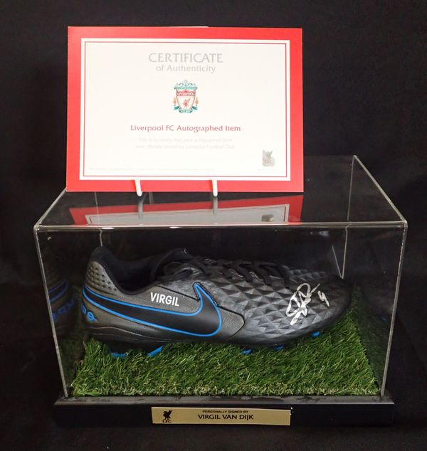 A FOOTBALL BOOT SIGNED BY VIRGIL VAN DIJK