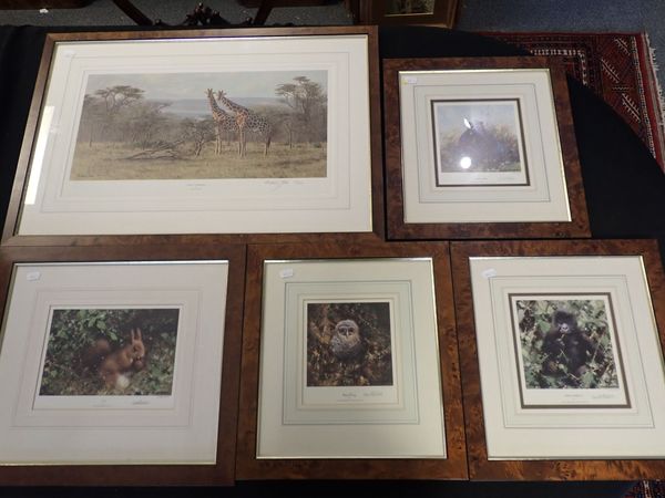 FOUR SIGNED DAVID SHEPHERD PRINTS AND ONE SIMILAR