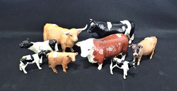 SEVEN BESWICK POTTERY CATTLE FIGURES