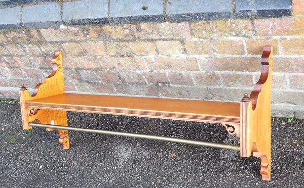 A VICTORIAN OAK WALL SHELF