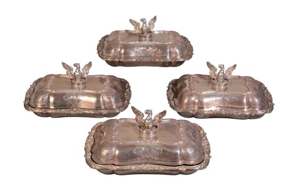 A SET OF FOUR GEORGE IV SILVER ENTRÉE DISHES AND COVERS