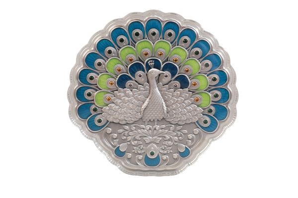 REPUBLIC OF NAURU 2022 SILVER, ENAMEL AND CRYSTAL PEACOCK COIN