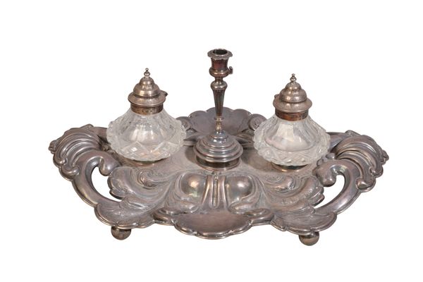 A VICTORIAN SILVER INKSTAND