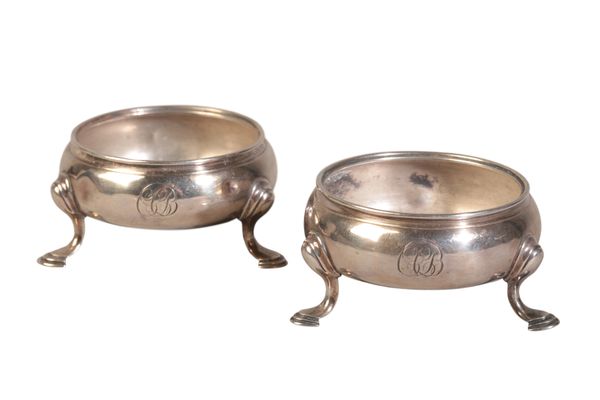 A PAIR OF GEORGE II SILVER SALTS