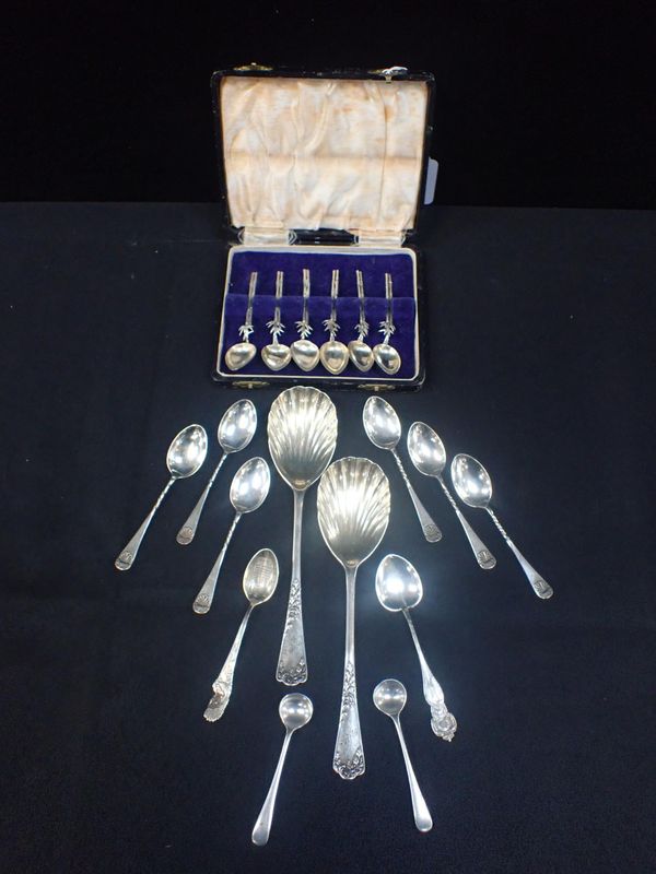 SET OF SIX CHINESE WHITE METAL SPOONS