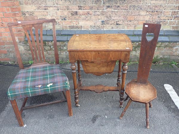 A VICTORIAN FIGURED WALNUT WORK TABLE