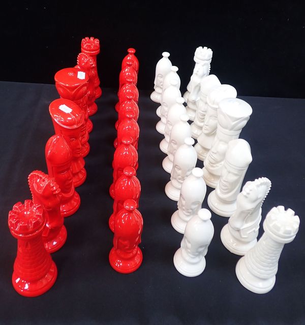 A LARGE SIZE CERAMIC CHESS SET