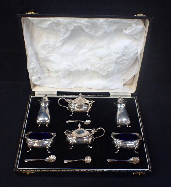 MAPPIN & WEBB 6 PIECE SILVER CRUET SET