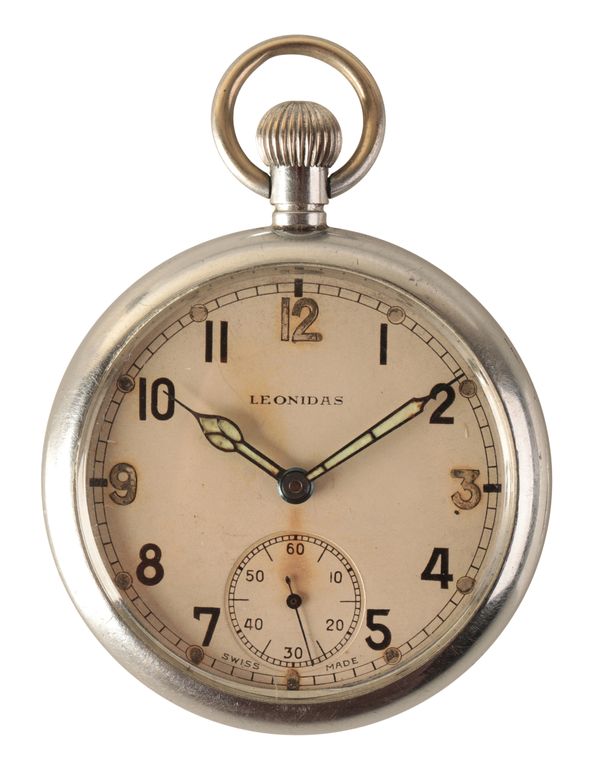 LEONIDAS: A GENTLEMAN'S NICKEL-PLATED MILITARY POCKET WATCH