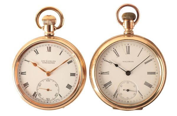 KAY & CO. LTD, WORCESTER: A GENTLEMAN'S GOLD-PLATED OPEN FACE POCKET WATCH