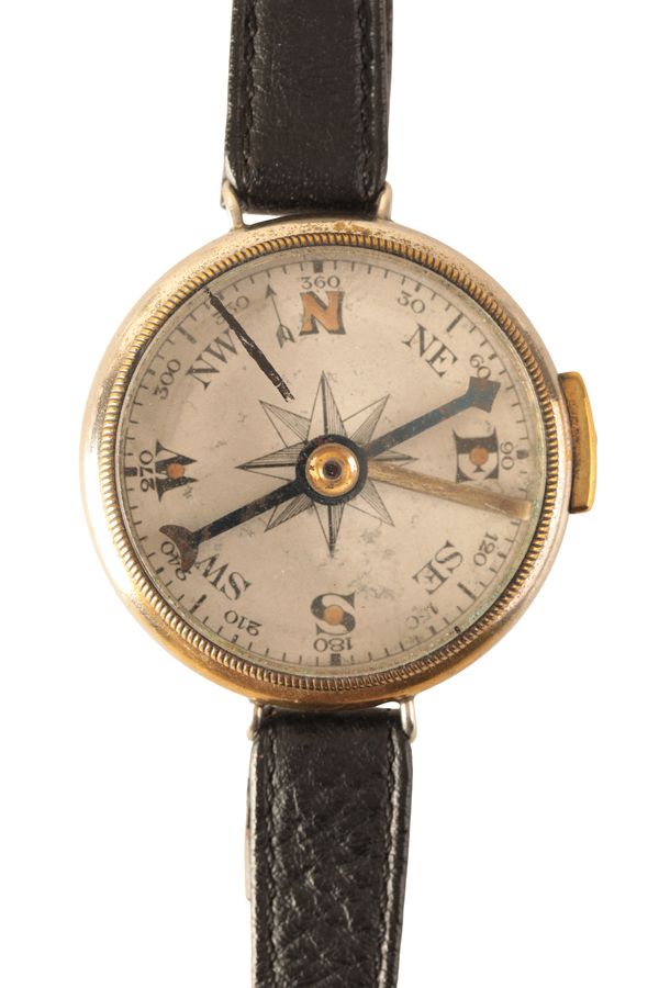 A GENTLEMAN'S NICKEL-PLATED & BRASS PILOT'S COMPASS