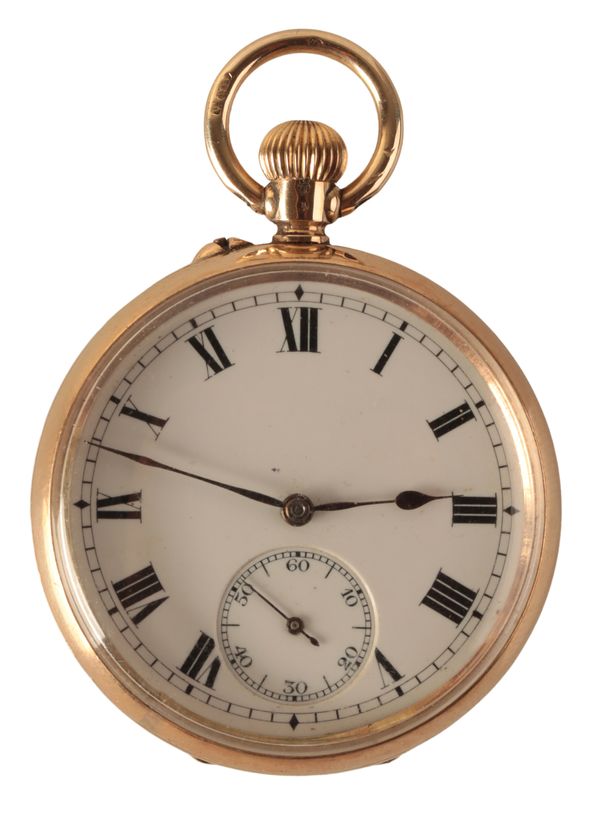 A GENTLEMAN'S 12CT GOLD FOB WATCH