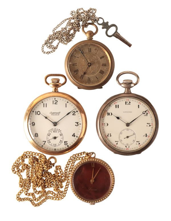 LONGINES: A GENTLEMAN'S SILVER OPEN FACE POCKET WATCH