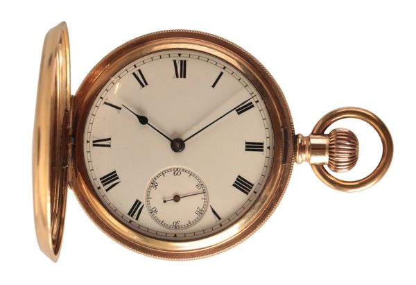 WALTHAM: A GENTLEMAN'S FULL HUNTER GOLD-PLATED POCKET WATCH