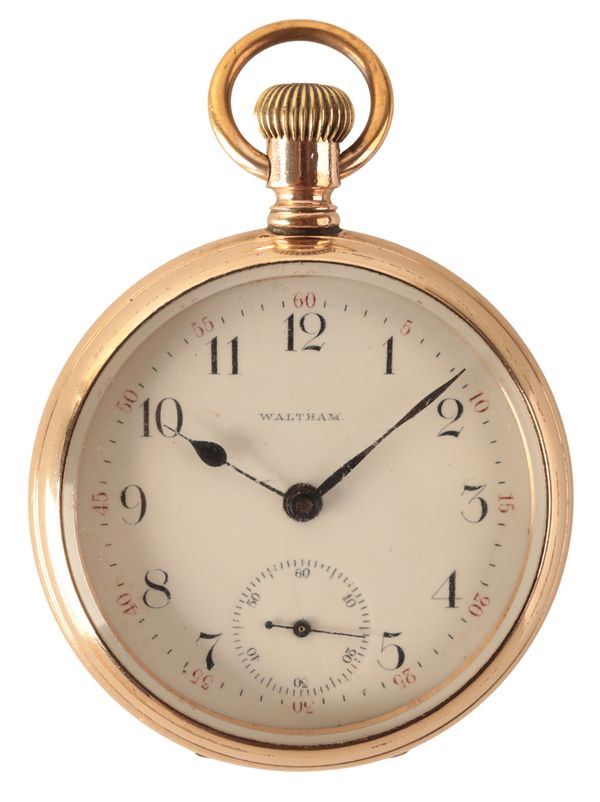 WALTHAM: A GENTLEMAN'S GOLD-PLATED OPEN FACE POCKET WATCH