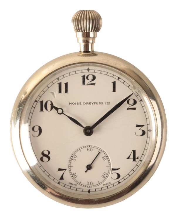 MOISE DREYFUSS LTD: A GENTLEMAN'S NICKEL-PLATED MILITARY POCKET WATCH