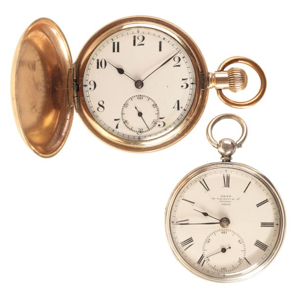 DENT & CO., LONDON: A GENTLEMAN'S SILVER OPEN FACE POCKET WATCH