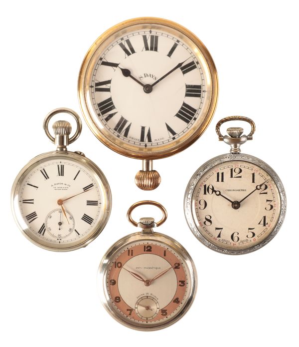 A . DAVIS & CO LTD: A GENTLEMAN'S NICKEL-PLATED OPEN FACE POCKET WATCH