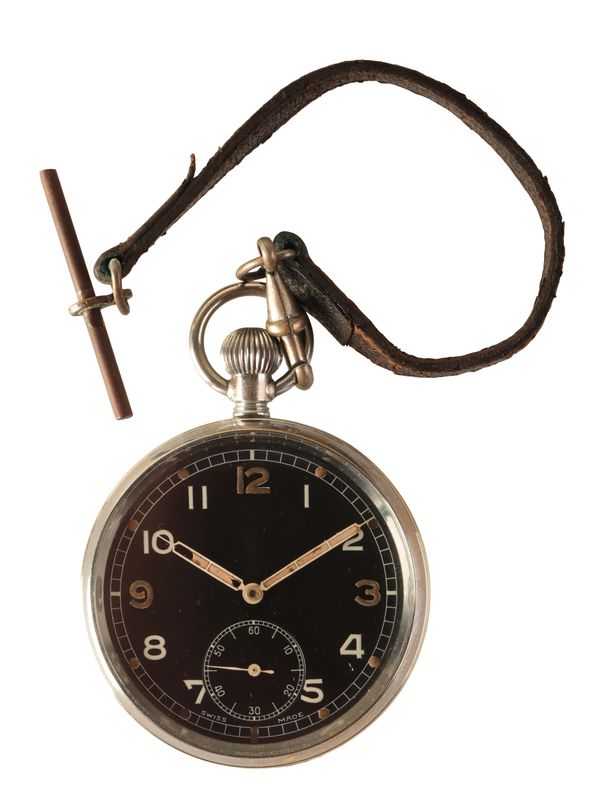 BROAD ARROW: A GENTLEMAN'S NICKEL-PLATED MILITARY POCKET WATCH