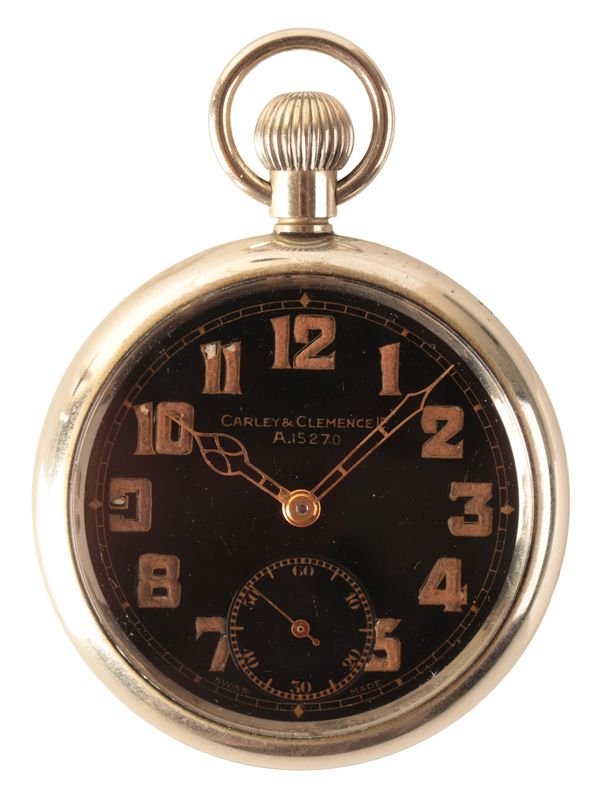 CARLEY & CLEMENCE: A GENTLEMAN'S NICKEL-PLATED MILITARY POCKET WATCH