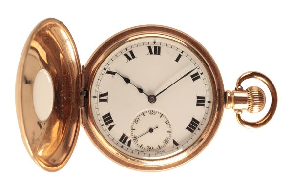 TAVANNES: A GENTLEMAN'S HALF HUNTER GOLD-PLATED POCKET WATCH