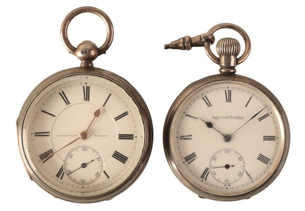 J.B. YABSLEY OF LONDON: A GENTLEMEN'S SILVER CASE OPEN FACE POCKET WATCH