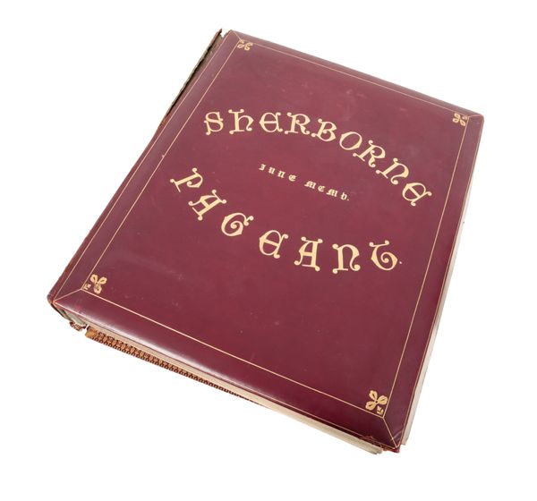 THE SHERBORNE PAGEANT 1905: A GILT TOOLED RED LEATHER PHOTOGRAPH ALBUM