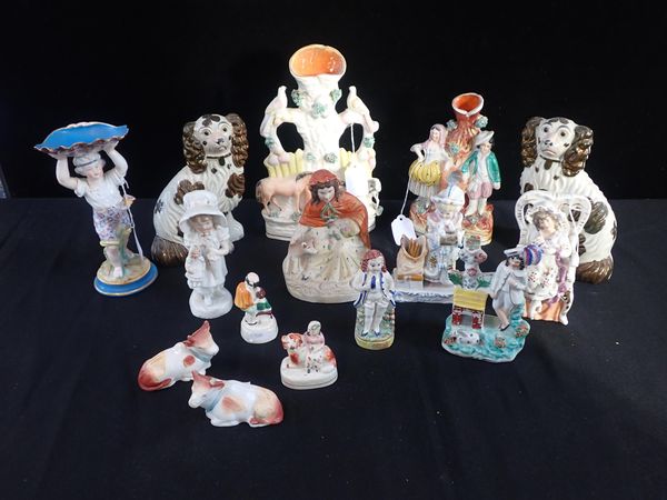 A COLLECTION OF VICTORIAN STAFFORDSHIRE FIGURES