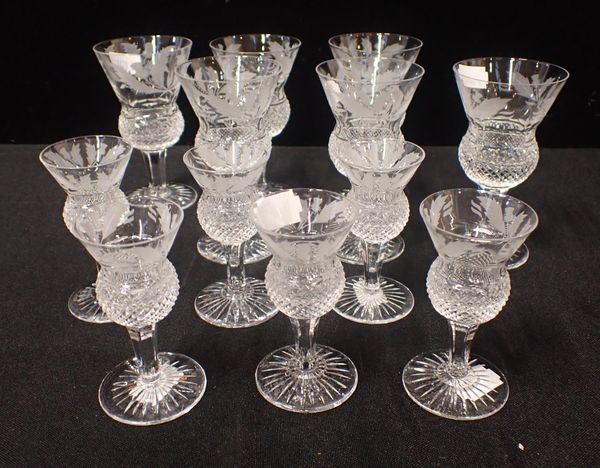 SIX EDINBURGH CRYSTAL 'THISTLE' SHERRY GLASSES