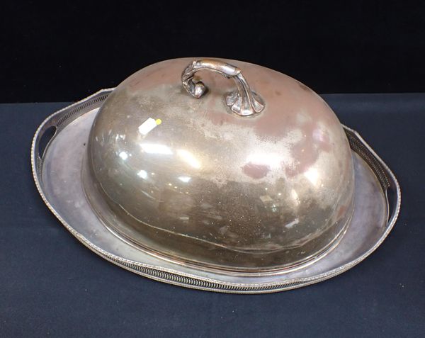 A SILVER-PLATED ON COPPER DISH COVER