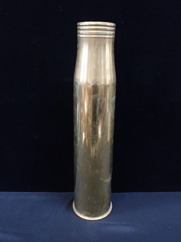 A LARGE NAVAL 4.5 inch BRASS SHELL CASE