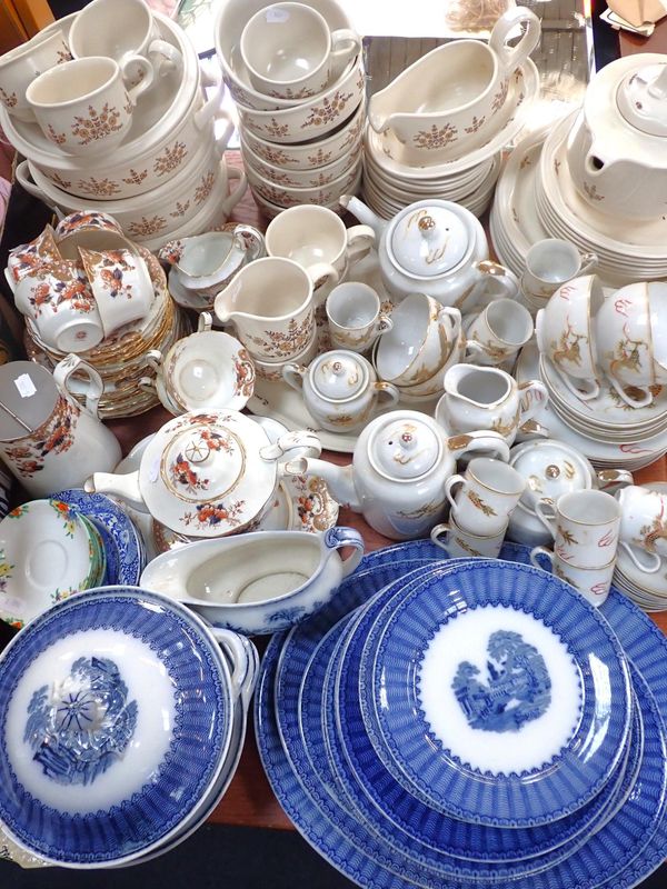 A VICTORIAN 'PANDORA' FLOW BLUE PART DINNER SERVICE