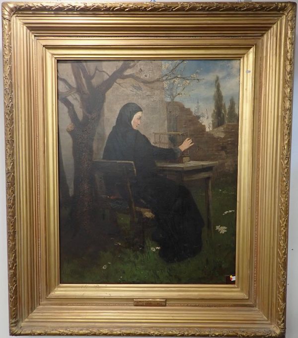 HEINRICH MAX,1847-1900: 'LIBERTY...'- A NUN IN A GARDEN