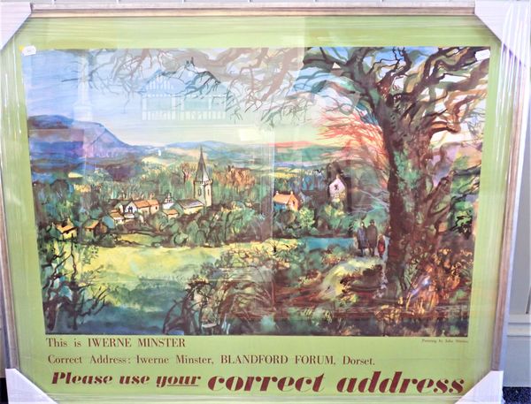 A 1960S GPO POSTER 'THIS IS IWERNE MINSTER... DORSET'