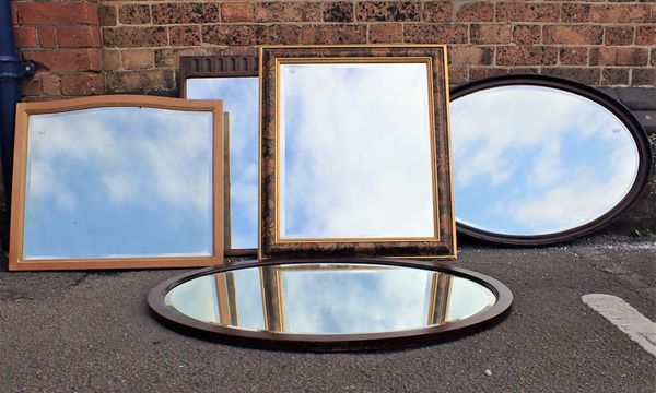 A COLLECTION OF WALL MIRRORS, TWO OVAL FRAMED